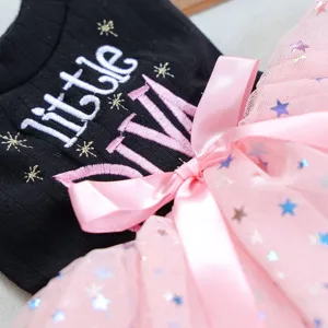 Süßes Haustier Prinzessin Kleid mit Schleife Tüllrock für kleine Hunde Katzen, Detailansicht.
