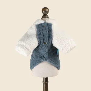 Small dog fleece sweatshirt, soft lamb wool plush pet clothing detail view for puppy and cat.