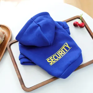 Felpa con cappuccio blu per cani domestici con stampa lettere di sicurezza per cuccioli