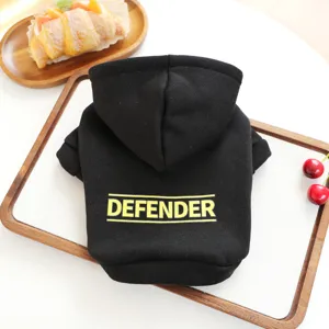Black pet dog hoodie with yellow letter print back design for small puppies and cats apparel.