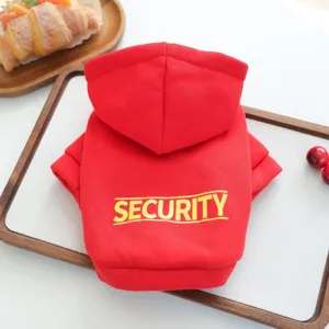 Felpa con cappuccio rossa per cani domestici con stampa security per cuccioli abbigliamento.