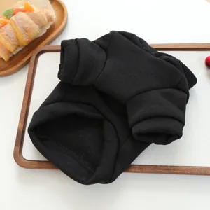 Detailed view of solid black pet sweatshirt for small dogs, cozy and soft fabric interior.