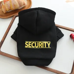 Felpa nera per cani piccoli, cappotto per animali domestici con stampa di sicurezza alla moda.