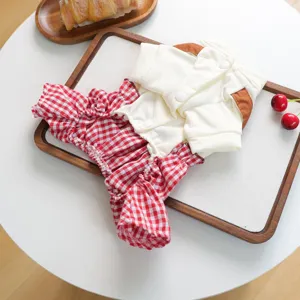 Cute checkered pet dress for dogs and cats, spring and summer pet apparel with sweet style.
