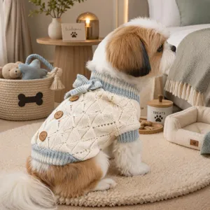 Cute puppy knitted sweater pet apparel small dog warm hollow out pullover clothes