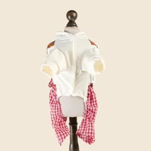 Cute pet dog cat jumpsuit red checkered overalls spring summer apparel clothing item