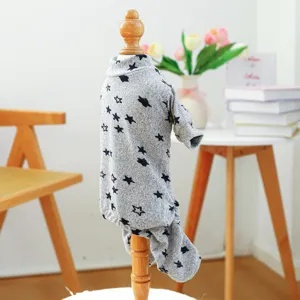 PETCIRCLE gray star pet dog onesie detail, cute autumn spring small dog clothes homewear
