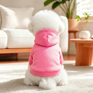 Pink hooded dog sweatshirt for small pets warm cute spring autumn dog apparel puppy clothes