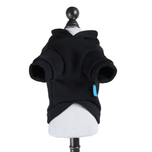 Black pet hoodie for small dogs and cats, autumn and winter warm dog clothes apparel.