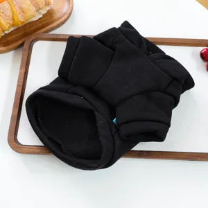 Black winter pet hoodie for small dogs and cats, warm fleece dog sweatshirt with hood.
