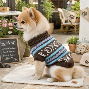 Dog winter warm knit sweater retro Nordic pattern pet apparel comfortable cute winter clothing