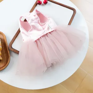 Robe pour animal de compagnie rose avec tutu et perles chat petit chien fête photo