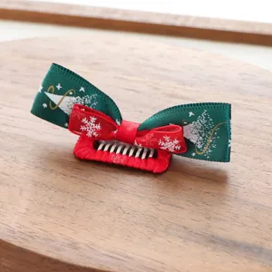Weihnachten Haarklammer fuer Hunde welpen gruen rot Schleife Schneeflocke Haarschmuck