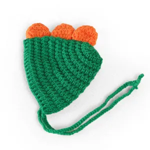 Bonnet tricoté à la main pour animal de compagnie design dinosaure vert hiver chaud mignon