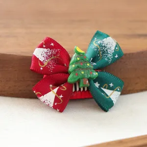 Weihnachten Haarklammer fuer kleine Hunde niedliche Schleife mit Christbaum Haarschmuck