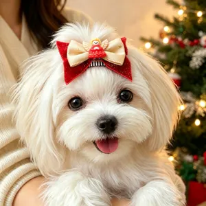 Weihnachtshunde Haarklammer süßer kleiner Hund Schleife Accessoire festliche Haustierdeko