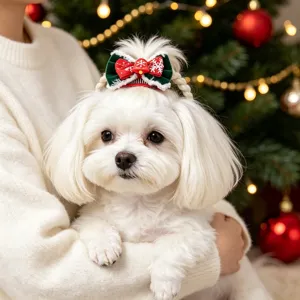 Weihnachten Haarklammer fuer Haustiere suesser kleiner Hund Welpe Schleife Haarspange Party