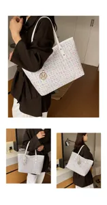 Stijlvolle tweed shopper tas voor dames, grote schoudertas voor werk en dagelijks gebruik.