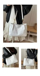 Witte tweed tote tas voor vrouwen, grote schoudertas, stijlvolle tas voor dagelijks werk.