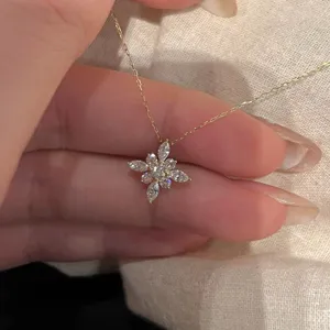 Exquisite 925 Sterlingsilber Vierblättriges Kleeblatt Anhänger Halskette Für Damen Luxus Funkelnde Strass Schlüsselbein Kette Elegante Schmuck Geschenk