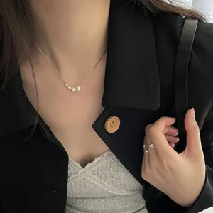 Élégant collier ras du cou en argent sterling S925 perle dégradé, bijou minimaliste mode.