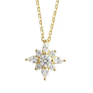S925 Sterlingsilber Stern Cluster Halskette mit glänzenden Zirkonia für elegante Damen Schmuck