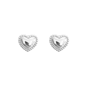 Boucles d'oreilles cœur perlé argent sterling 925 minimaliste bijoux femme chic beau