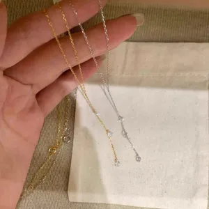 Collier pompon larme de sirène en argent sterling S925, chaîne de clavicule minimaliste femme.