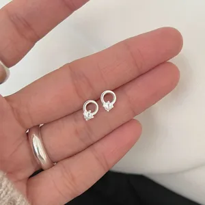 Boucles d'oreilles cercle argent sterling 925 zircone cubique mode exquise style