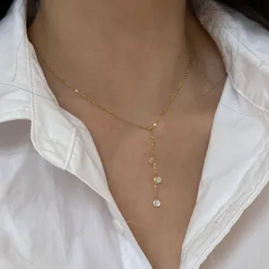 Collier lariat larme de sirène en argent sterling 925 bijou de clavicule chic minimaliste