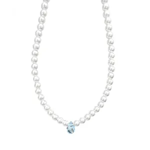 Collier de Perles Topaze Bleue Naturelle Argent S925 Élégant Chic Bijou Minimaliste