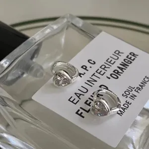Boucles d'oreilles cœur en argent sterling S925 zircon brillant mignon petit bijoux femme