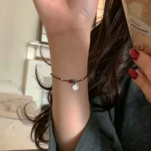 Bracelet mouton cartoon mignon en argent S925 avec cordon rouge jade et cinabre femmes