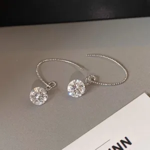 Boucles d'Oreilles Crochets en Argent Sterling 925 avec Strass Unique pour Femmes Pendantes Minimalistes Bijoux de Mode