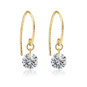 Boucles d'oreilles pendantes facettées en argent S925, bijoux minimalistes brillants pour femmes