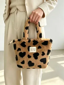 Borsa a mano in peluche moda autunno inverno da donna borsa con cuore vista principale