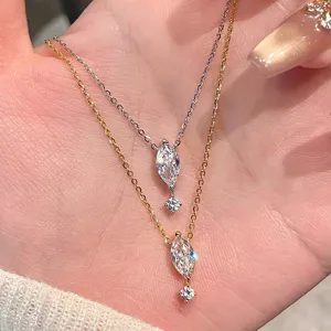 Collier en Argent Sterling S925 Avec Strass Flottant Marquise Pendentif Élégant Minimaliste Forme de Larme Collier Pour Femmes Bijoux