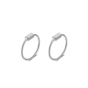 Boucles d'Oreilles Créoles en Argent Sterling S925 Design Minimaliste Cartilage Unisexe
