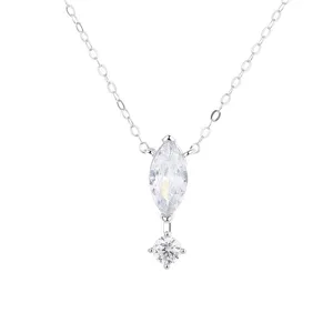 Collier pendentif diamant marquise argent sterling S925 style froid luxe de niche chaîne