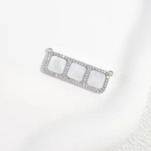 Glänzender kupfergepflasterter Zirkonia drei quadratische Block Anhänger Verbinder DIY