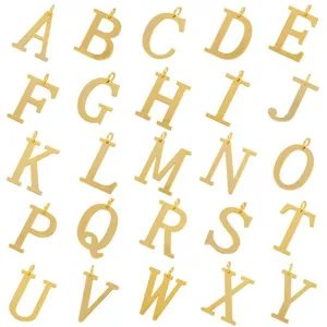 Gold letter pendant charm detail view, sleek alphabet design for DIY jewelry making.