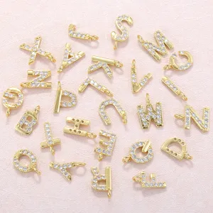 Rame Zirconia Lettera Inglese Ciondolo Charm Fatto A Mano Braccialetto Collana Orecchino Accessori Per Gioielli
