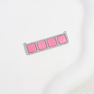 Exquisite copper cubic zirconia square grid pendant DIY jewelry making connector accessory