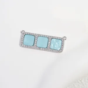Kupfer Zirkon drei quadratische Block Anhänger Verbinder, edles Schmuck Zubehör.