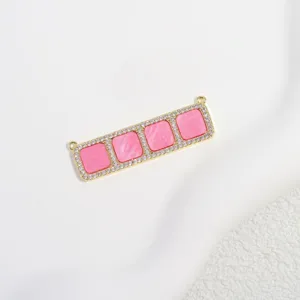 Copper zircon four-grid square pendant detail charm for DIY bracelet necklace jewelry making