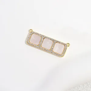 Vergoldeter Kupfer Zirkon Dreifach Quadrat Verbinder Anhänger für DIY Schmuck Zubehör