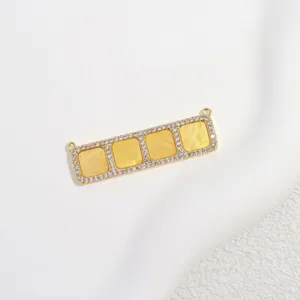 Exquisite copper cubic zirconia rectangular connector DIY bracelet necklace pendant charm