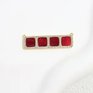 Gold plated copper cubic zirconia square pendant DIY jewelry accessory for necklace and bracelet
