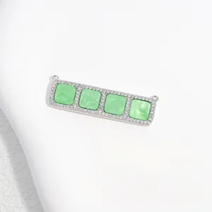 Green four square cubic zirconia pendant copper DIY jewelry connector for bracelet necklace detail