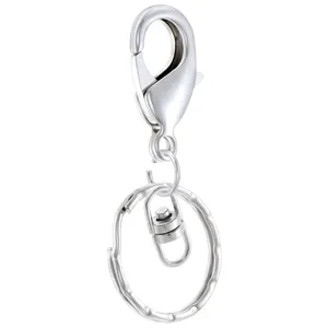 Silver metal keyring accessory with lobster claw clasp and swivel chain for DIY crafts.